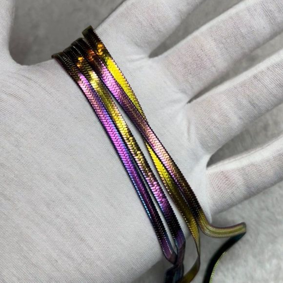 Solid 316l Stainless Steel Chameleon Snake Chain Necklace 5mm Herringbone Chain - Picture 8 of 11